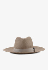 Brunello Cucinelli Monili Embellished Raffia Fedora Hat Green MCAP90019CAL57_Green_40000181