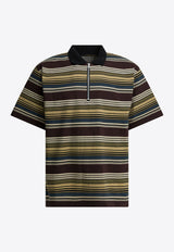Striped Zip-Up Polo T-shirt