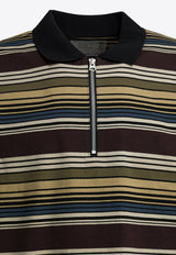 Striped Zip-Up Polo T-shirt