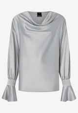 PINKO Cowl-Neck Satin Blouse Gray 105961A2YM_II2