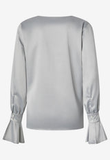 PINKO Cowl-Neck Satin Blouse Gray 105961A2YM_II2