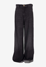 S Max Mara Turn-Up Wide-Leg Jeans Black 2529186033600LUSSO_001