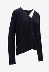 S Max Mara Pollo Wool V-neck Cardigan Navy 2529346021600APOLLO_006
