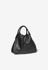 Jérôme Dreyfuss Medium Gordi Leather Top Handle Bag Black 46GORDIMBU_Noir Brass