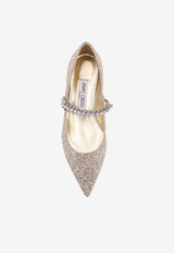Jimmy Choo Bing Glittered Pointed Flats Silver BINGPUMPFLATPZFSAND_SAND_40005158