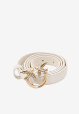 PINKO Love Birds Leather Belt White 100143A0F1Z14Q_White_44130300
