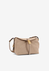PINKO Small Saddle Suede Shoulder Bag Beige 105895A0F6C50Q_Beige_44130405