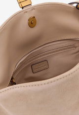 PINKO Small Saddle Suede Shoulder Bag Beige 105895A0F6C50Q_Beige_44130405