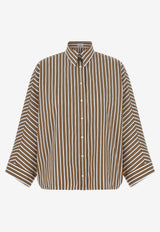 Brunello Cucinelli Striped Buttoned Shirt Brown MH749MX716C003_TOBACCO/BLACK/WHITE LINE_40000172