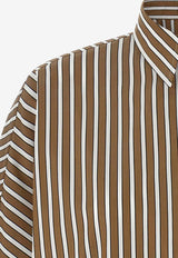 Brunello Cucinelli Striped Buttoned Shirt Brown MH749MX716C003_TOBACCO/BLACK/WHITE LINE_40000172