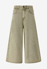 PINKO Burkina Denim Culotte Pants Green 104646A2H6U84_Green_44129948