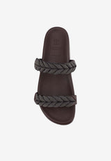 Brunello Cucinelli Monili Braided Leather Sandals Brown MZGAG3159C8279_DARK BROWN_40000177