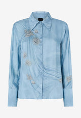 PINKO Christa Trompe-l'œil Effect Print Long-Sleeved Shirt Light Blue 106211A37NF15_Clear Blue_44129878