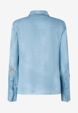 PINKO Christa Trompe-l'œil Effect Print Long-Sleeved Shirt Light Blue 106211A37NF15_Clear Blue_44129878