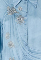 PINKO Christa Trompe-l'œil Effect Print Long-Sleeved Shirt Light Blue 106211A37NF15_Clear Blue_44129878
