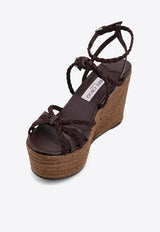 Jimmy Choo Nyra 100 Braided Leather Platform Wedge Brown NYRA100ZKNCHOCOLATECOFFEE_Chocolatecoffee_40005292