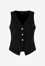 PINKO Gardener Waistcoat with Lace-Trims Black 106424A33VZ99_Black_44130347