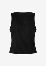 PINKO Gardener Waistcoat with Lace-Trims Black 106424A33VZ99_Black_44130347