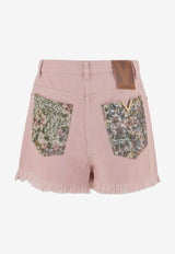 Valentino Frayed Mini Shorts Pink 8B3DDB8S9Y9O45_OLD ROSE_42176945