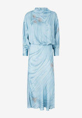PINKO Aislin Trompe-l'œil Effect Print Midi Dress Light Blue 106523A37NF15_Clear Blue_44129967