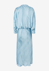 PINKO Aislin Trompe-l'œil Effect Print Midi Dress Light Blue 106523A37NF15_Clear Blue_44129967