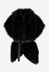 P.A.R.O.S.H Belted Faux Fur Coat Black D410573PORTAL_813