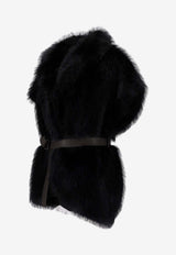 P.A.R.O.S.H Belted Faux Fur Coat Black D410573PORTAL_813
