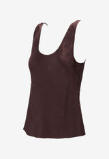 Anine Bing Lea Silk Sleeveless Top Brown A070839_BWN43
