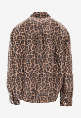 Anine Bing Paxton Leopard Print Denim Shirt Brown A0712096_MTL59