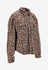 Anine Bing Paxton Leopard Print Denim Shirt Brown A0712096_MTL59