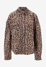 Anine Bing Paxton Leopard Print Denim Shirt Brown A0712096_MTL59