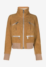 Dsquared2 Zip-Up Leather and Fur Jacket Brown S75AM0927SY1600132