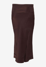 Anine Bing Bar Silk Midi Skirt Dark Brown A044001_BWN43