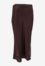 Anine Bing Bar Silk Midi Skirt Dark Brown A044001_BWN43