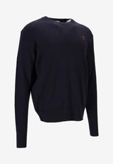 AMI PARIS Ami De Coeur Wool Sweater Navy HKS826001_414