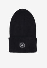 Adidas By Stella McCartney Logo Patch Ribbed Beanie Black IM8566_black