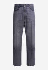 Washed Straight-Leg Jeans