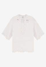 Isabel Marant Etoile Shana Broderie Anglaise V-neck Top White HT0586FBD1J04E20WH_White_41973292