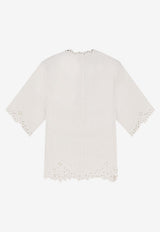 Isabel Marant Etoile Shana Broderie Anglaise V-neck Top White HT0586FBD1J04E20WH_White_41973292