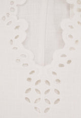 Isabel Marant Etoile Shana Broderie Anglaise V-neck Top White HT0586FBD1J04E20WH_White_41973292