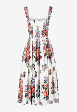 Dolce & Gabbana Flower Bouquet Print Midi Dress Multicolor F6TTGTHS5UUHA5ZO_MAZZFIORI BIANCO_40005366