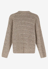 Brunello Cucinelli Open Knit Sequined Sweater Beige MCO564700C9089_Mud_40000097