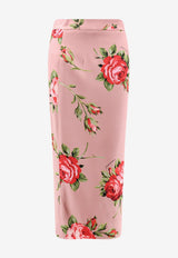 Dolce & Gabbana Rose Bouquet Print Midi Dress Pink F4CS8TFSA8QHF5ZN_BOUQUETROSE_40005401