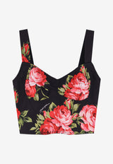 Dolce & Gabbana Rose Bouquet Print Bustier Top Multicolor F7BB1THS5UTHN5ZN_BOUQUET ROSE NERO_40005317
