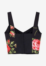 Dolce & Gabbana Rose Bouquet Print Bustier Top Multicolor F7BB1THS5UTHN5ZN_BOUQUET ROSE NERO_40005317