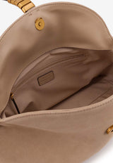 PINKO Medium Saddle Baguette Suede Shoulder Bag Beige 105049A0F6C50Q_Beige_44130196