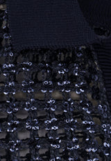 Brunello Cucinelli Embellished Polo Knit Top Navy MCBR11805C7186_COOL BLUE_40000156