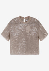 Brunello Cucinelli Sequined Knit Top Champagne MF940HW300C4274_SILVER BEIGE_40000161