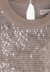 Brunello Cucinelli Sequined Knit Top Champagne MF940HW300C4274_SILVER BEIGE_40000161