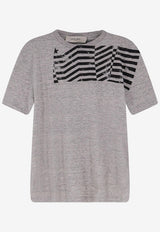 Golden Goose DB Flag Print Crewneck T-shirt Gray GUP01220P00252360255_Greymelange_41114869